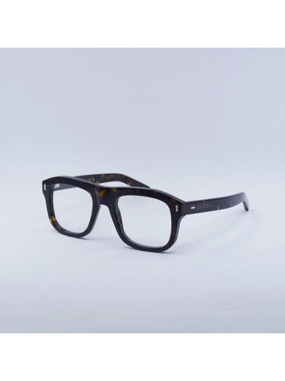 Gucci GG1712S 002 Sunglasses Havana Square Frame, Clear with Clip-On Lenses